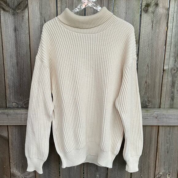 Orvis Women's Turtleneck Pullover Sweater Knit Long Sleeves Cream Large USA Made - Picture 1 of 8